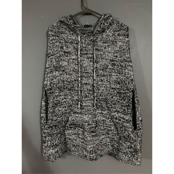 Express Hooded Poncho Mohair Wool Blend Black/White Size S - Picture 3 of 5